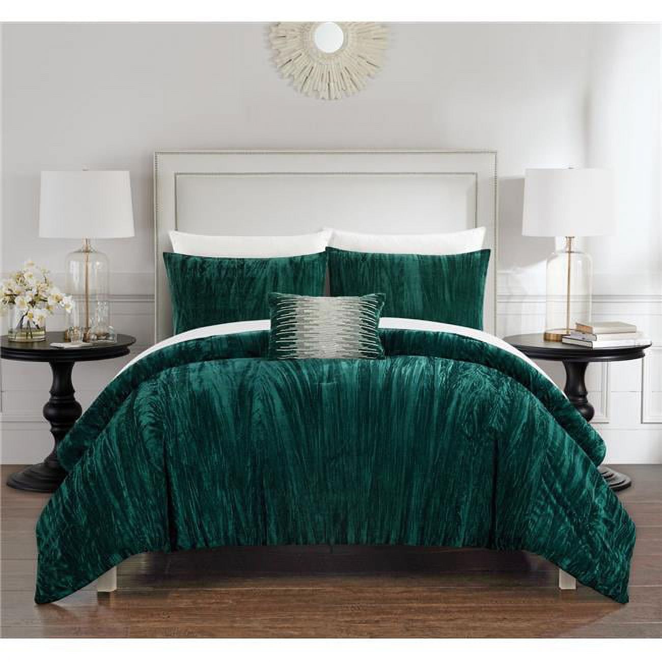 Jaydalee 8 Piece King Size Comforter Set - Green, Elegant Microfiber Bedding with Comfort ...