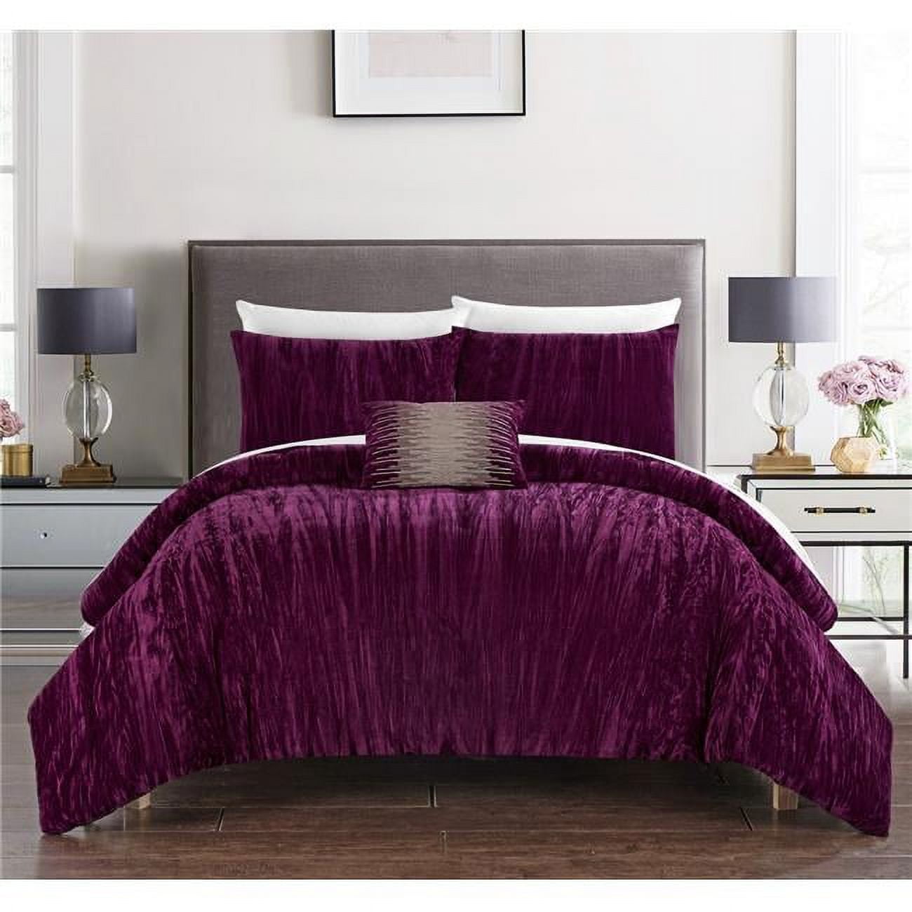 8 Piece Jaydalee Comforter Set Plum, King Size