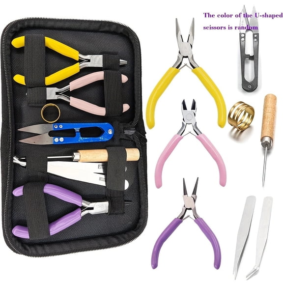 8-Piece Jewelry Making Tool Kit, Pliers, Scissors, Cutter & Tweezers Set, Professional Beading Tools for DIY Crafting, Repair & Wire Wrapping, with Portable Storage Case