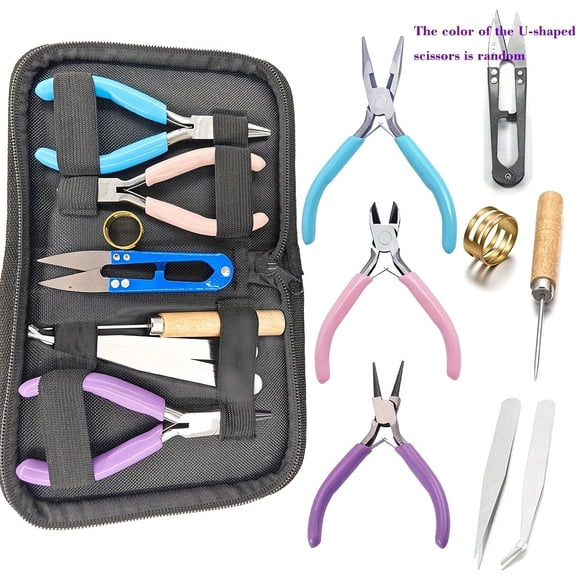 8-Piece Jewelry Making Tool Kit, Pliers, Scissors, Cutter & Tweezers Set, Professional Beading Tools for DIY Crafting, Repair & Wire Wrapping, with Portable Storage Case