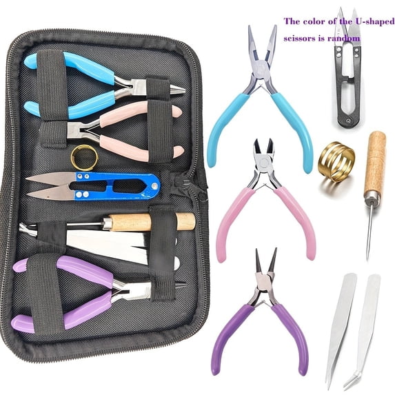 8-Piece Jewelry Making Tool Kit, Pliers, Scissors, Cutter & Tweezers Set, Professional Beading Tools for DIY Crafting, Repair & Wire Wrapping, with Portable Storage Case