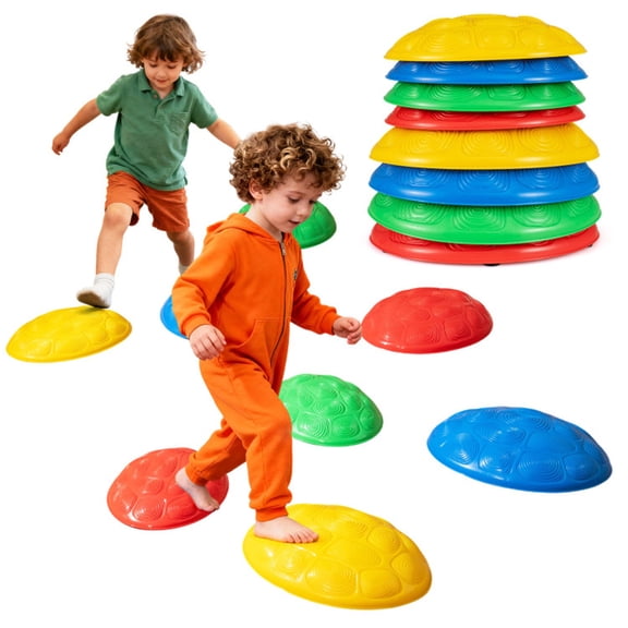 8-Piece Kids Balance Stepping Stones Set with Non- , Supports Up to 180 lbs, Colorful Outdoor Toy for Ages 3 and Up