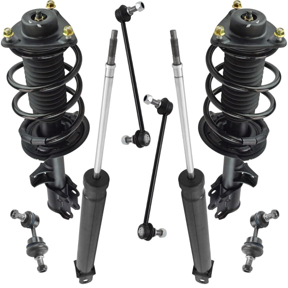 TRQ Front and Rear Suspension Kit Complete Strut & Coil Spring Assembly Shock Absorber Sway Bar Stabilizer Link Fits 2010-2013 Hyundai Tucson 2011-2013 Kia Sportage