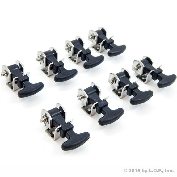8 Piece Kit Rubber T Handle Latch Catch Hold-Down 2.5 Inch Mini Easy Grip Draw Stainless Steel Brackets Hardware Replacement 2 1/2 Compartment Trailer Tool Box RV Battery Box Tiedown Rust Free