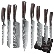 8 Piece Kitchen Chef Knife Set - High Carbon Stainless Steel Pakkawood Handle with Knife Sheath
