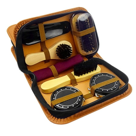 8 Piece Leather Shoe Care Set Shoe Polish Set Shoe Shine Tool Set Cleaning Tools Leather Shoe Shine Kit Brown Furniture Protection Easy To Use