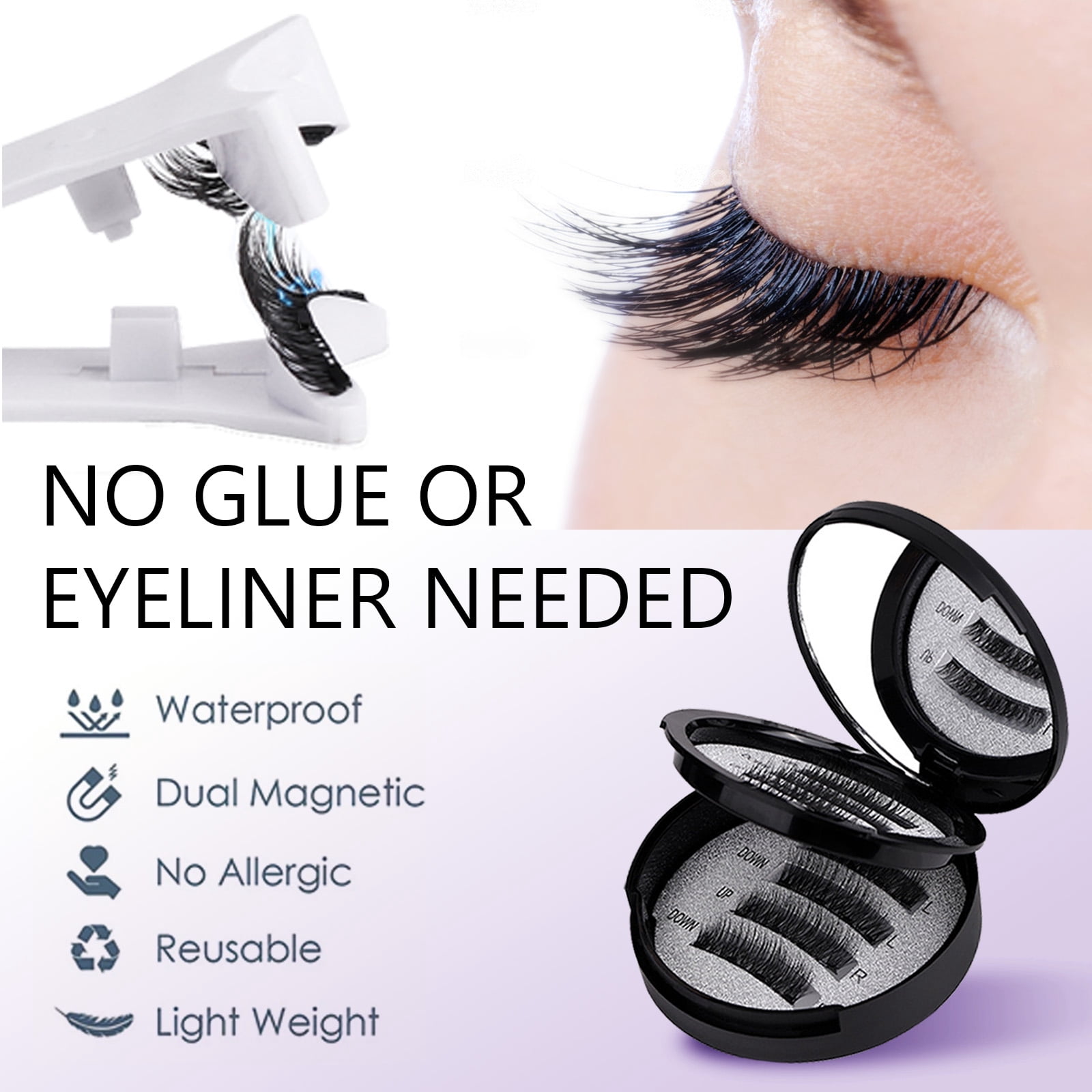 8-Piece Magnetic 3D False Eyelashes — Natural Look | Reusable Dual-Magnetic Lash Set with Applicator Clip | Ideal for Travel & Daily Wear | Gift for Mom