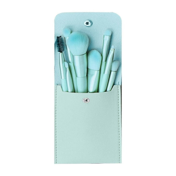 8-Piece Macaron Series Makeup Brush Set - Mini PU Leather Bag, Personalized Beauty Tools for Travel & Daily Use