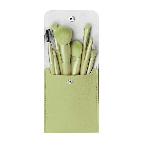 8-Piece Macaron Series Makeup Brush Set - Mini PU Leather Bag, Personalized Beauty Tools for Travel & Daily Use