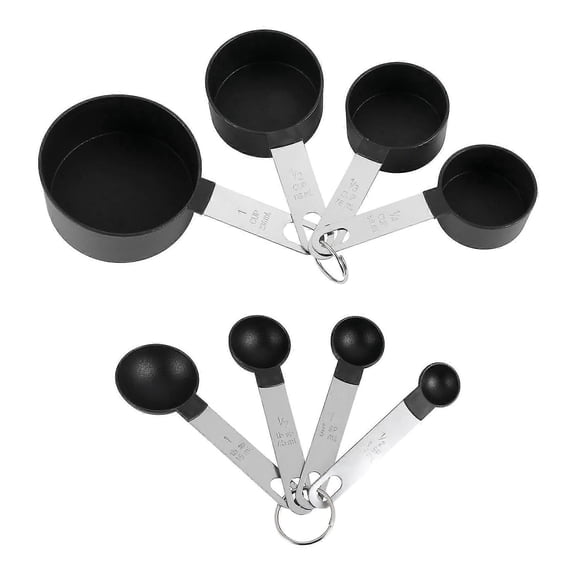 8-Piece Measuring Cups and Spoons Kitchen Nesting Measurement Tools for Liquids and Solids,Black