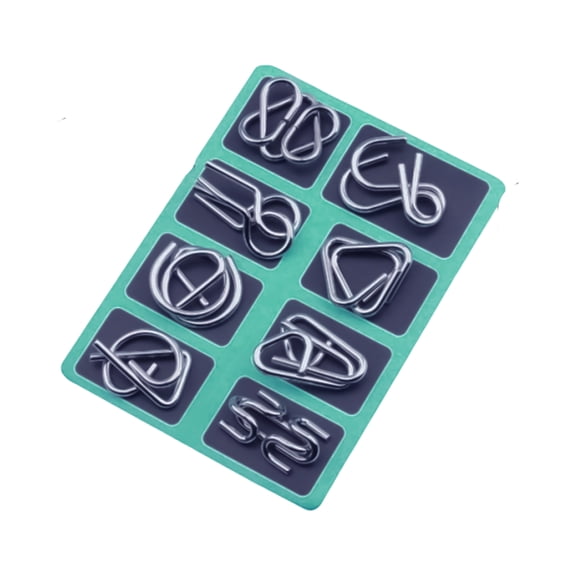 8-Piece Metal Brain Teaser Puzzle Set, interlocking Wire Disentanglement Puzzles, Cognitive development toys for Kids, Mind-Challenging Unlinking Ring Games for Home & Classroom
