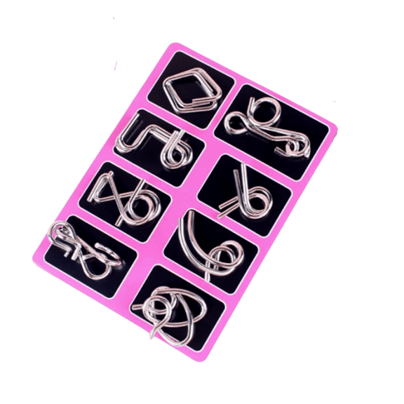 8-Piece Metal Wire Puzzle Set, Brain Teaser IQ Test Magic Ring Disentanglement Game, Mind Challenging Logic Toy for Cognitive Development, Hand Tool