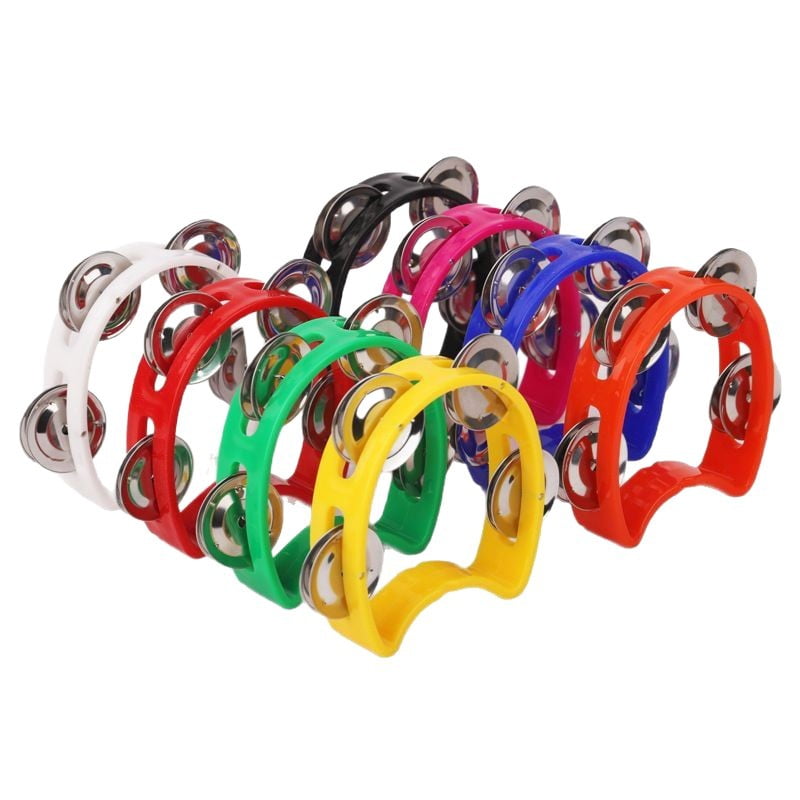 8-Piece Mini Tambourine Set – Colorful Plastic Handheld Tambourines with 4 Jingle Bells Each, Fun Percussion for Kids & Adults in Party, School, and Performance (8 Colors)-dh