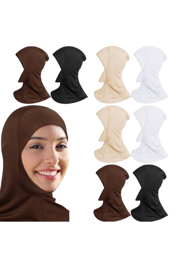 8-Piece Modal Hijab Cap Set - Adjustable Stretchy Full Neck Cover Scarf, Breathable & Soft, All-Season Muslim Headwear for Women