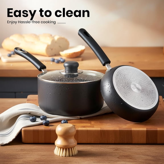 8-Piece Non-Stick Cookware Set with Lids, Induction Compatible Pots and Pans for Home Kitchen