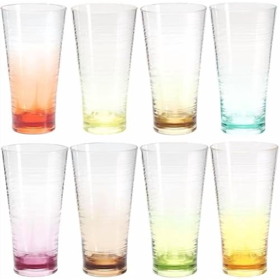 8-Piece Ombre Tumbler Set, 20oz Plastic Drinking Glasses, Assorted Colors, Shatterproof BPA-Free Drinkware, Large Stackable Cups for Patio, Pool, Gift, Everyday Use, Top-Rack Dishwasher Safe