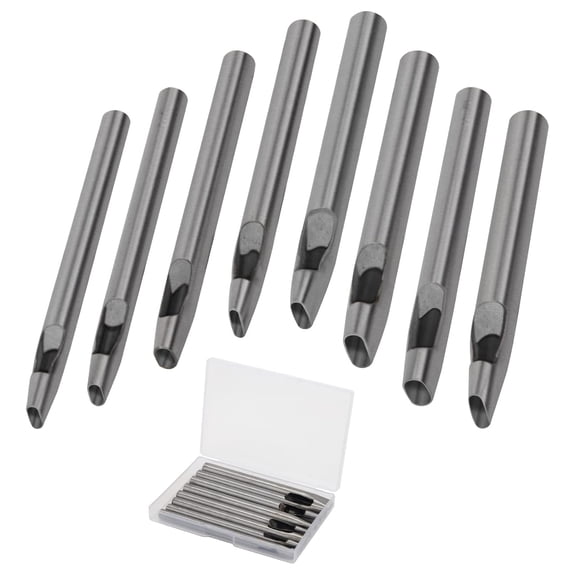 8-Piece Oval Hole Punch Set for Leather (2mm-5mm) - Hollow Punching Tools for Belt, Watch Band & Leather Crafting with Storage Box