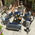 thumbnail image 1 of Junkai 8 Piece Rattan Outdoor Conversation Sets with Cushions and Coffee Table, Gray/Blue, 1 of 7