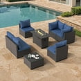 thumbnail image 1 of 8 Piece Patio Furniture Set with 42" Propane Gas Fire Pit Table with Coffee Table,Blue, 1 of 7