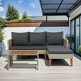 thumbnail image 1 of 8 Piece Patio Sectional Wicker Rattan Outdoor Furniture Sofa Set with One Storage Box Under Seat and Cushion Box Grey wicker + Black Cushion + Clear Glass Top, 1 of 6