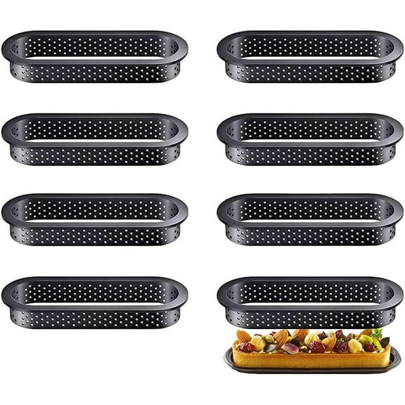 8-Piece Perforated Plastic Mousse Cake Mold Set, Ideal for Biscuits, Mini Pizzas, Sandwiches, and English Muffins