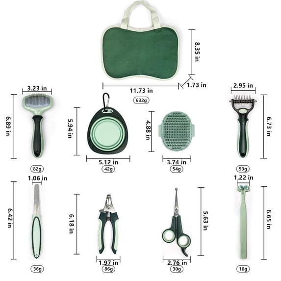 8-Piece Pet Grooming Kit with Self-Cleaning Brush, Flea Comb & Nail Clippers for Cats and Dogs