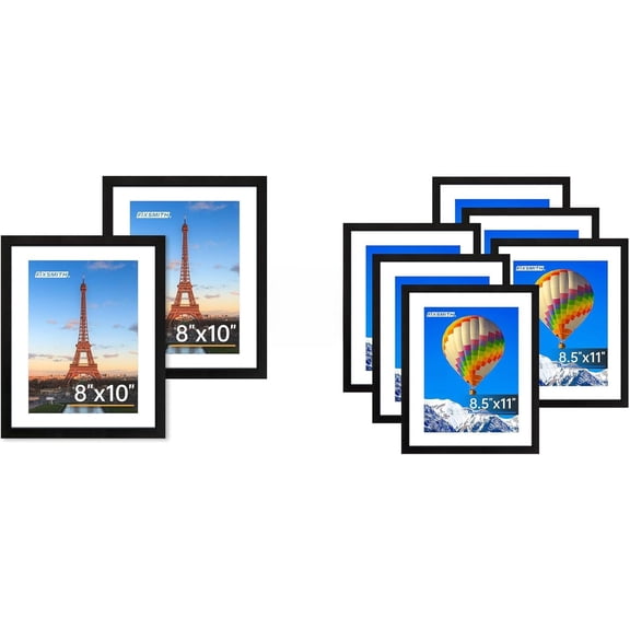 8 Piece Picture Frame Set 8x10 Inch And 8.5x11 Inch Certificate Document Display Holder