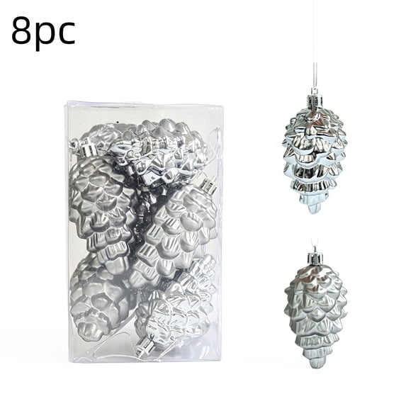 8 Piece Pinecone Shape Christmas Hanging Ornament Set, Coordinated Hanging Decorations With Ready To Hang Holiday Styling, For Christmas Tree Wreath Garland Mantel And Party Decor