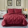 thumbnail image 1 of 8 Piece Pintuck Comforter Set with Sheets Burgundy Queen 8 Piece, 1 of 5