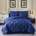 thumbnail image 1 of 8 Piece Pintuck Comforter Set with Sheets Navy Queen 8 Piece, 1 of 5