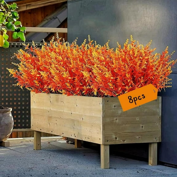 8-Piece Premium Artificial Grass Autumn Colors Bouquet for Office, Bathroom, Bedroom