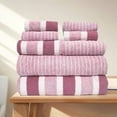 thumbnail image 1 of 8 Piece Striped Towel Set - 2 Bath 2 Hand 4 Washcloths 100% Ring Spun Cotton Highly Absorbent Bathroom Towels for Hotel Spa Gym Home Use, 1 of 4