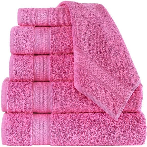 6-Piece Premium Turkish Hand Towels 100% Cotton Towels For Bathroom Soft, Quick Drying, and Highly Absorbent Hand Towels - Pink