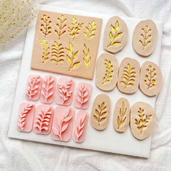 8-Piece Pressed Leaf Soft Clay Mold Set for DIY Crafts - Create Stunning Leaf Shapes Effortlessly