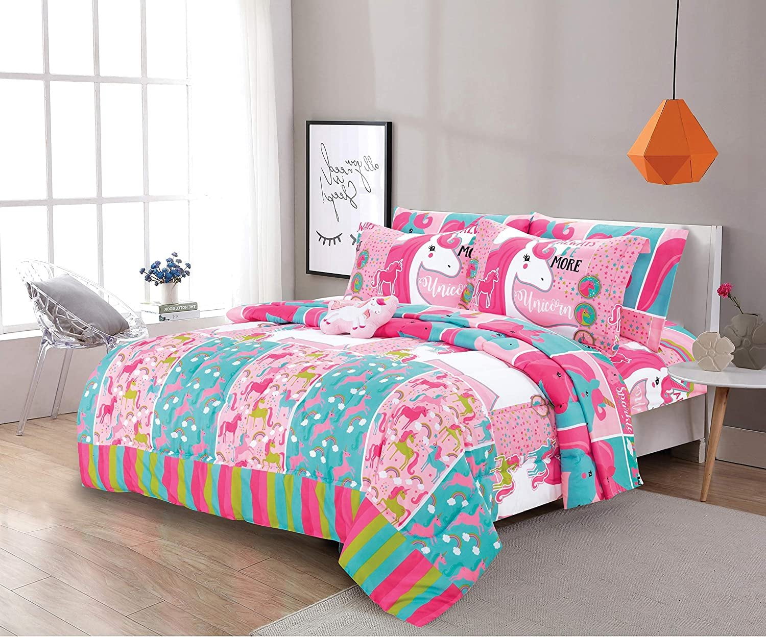 Sapphire Home 8pc Queen Size Unicorn Comforter Set with Sheets, Shams ...