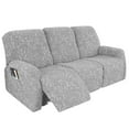 thumbnail image 1 of 8-Piece Recliner Sofa Covers Stretch Jacquard Couch Covers for Recliner Slipcovers for Living Room 3 Cushion Soft Recliner Protector with Pocket, Light Grey, 1 of 9