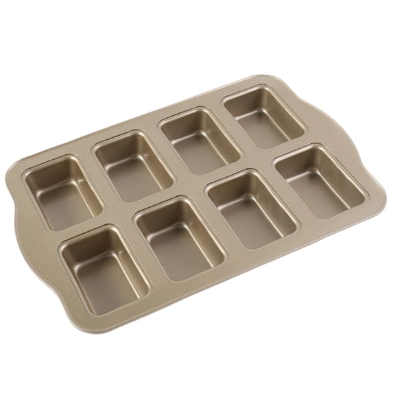 8-Piece Rectangular Carbon Steel Cake Mold, Non-Stick & Easy-To-Unmold Baking Pan With Even Heat Distribution, 8-Cavity Efficient Design For Pound Cakes, Brownies, Muffins -