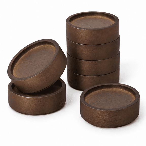 8 Piece Round Wood Furniture Risers, Stackable to 4 Inch Height