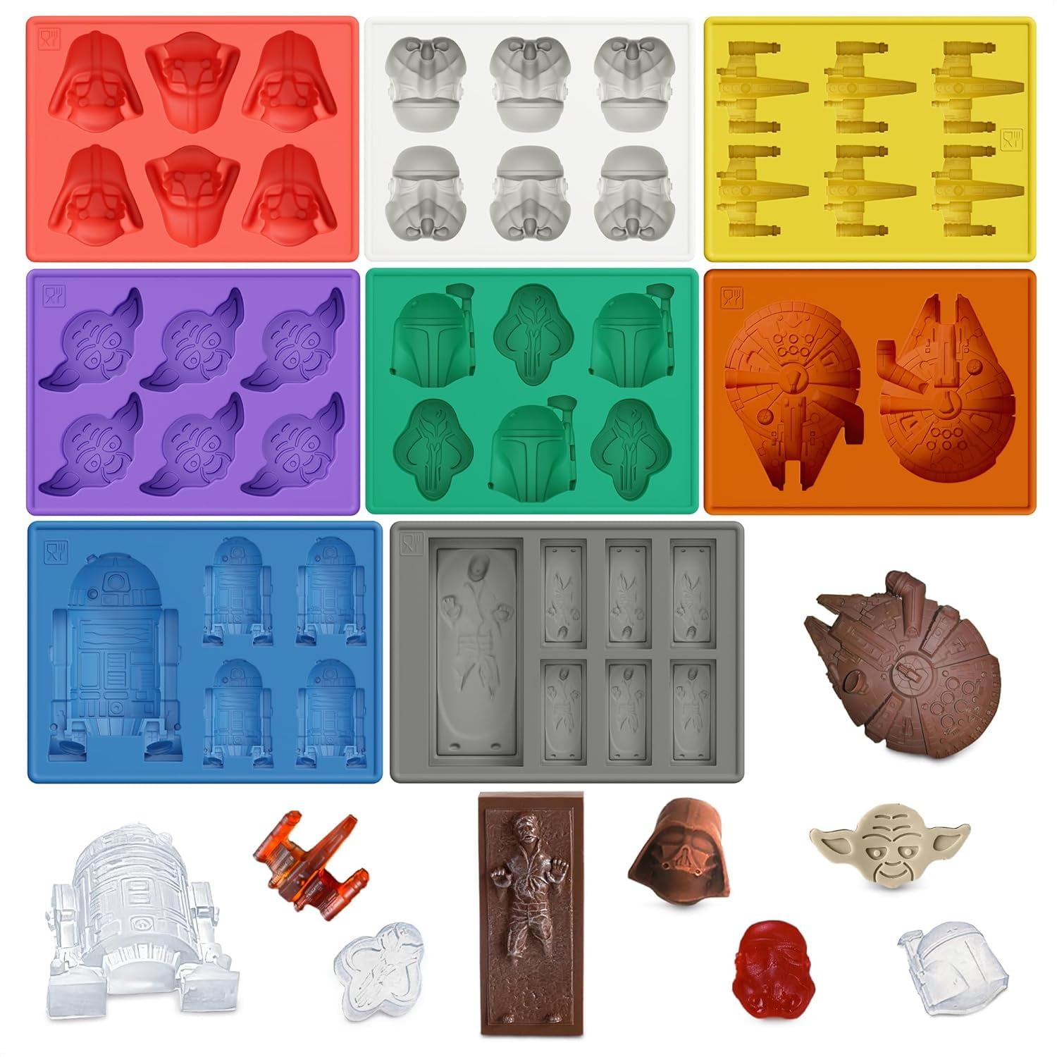 8-Piece Sci-Fi Silicone Molds Set - Flexible Space Ice Cube Trays for Easter Brunch and Patio Drinks, Candy, Chocolate, Gelatin | Nonstick Reusable, Dishwasher Safe, Hot & Cold Temperatures Resistant
