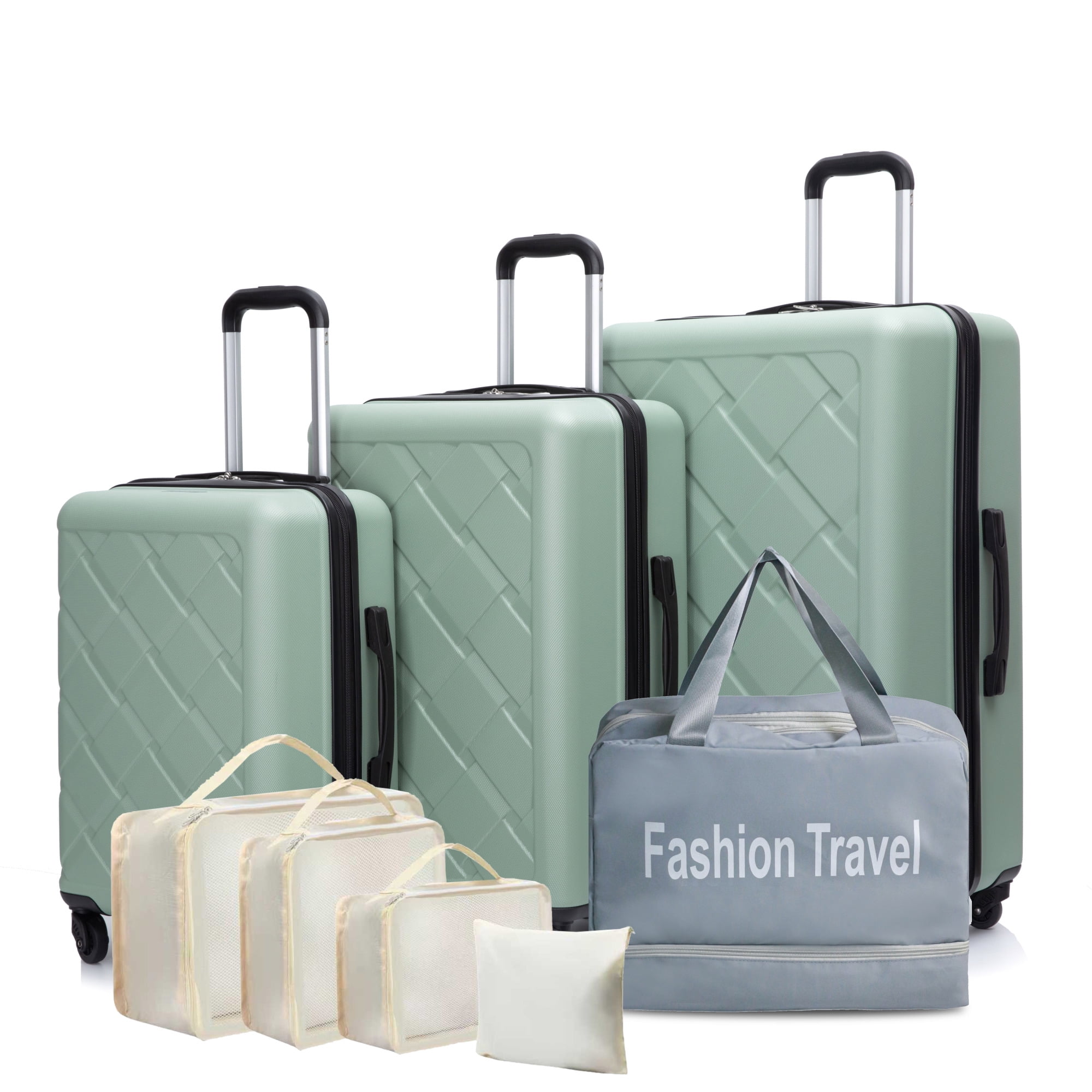 8-Piece Set Hardshell Luggage Sets with Spinner Wheels ABS Suitcase Lightweight Durable Suitcase(20/24/28+portable handbag + 4 pieces storage bag set)