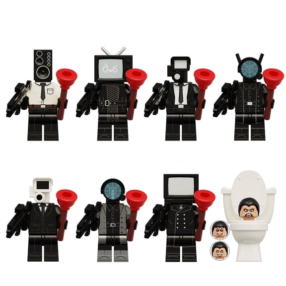 8-Piece Skibidi Toilet Mini Figure Building Set, Fan Collectible Figures, Birthday, Halloween, Christmas, Easter, Room Decoration, Children's Day Gift