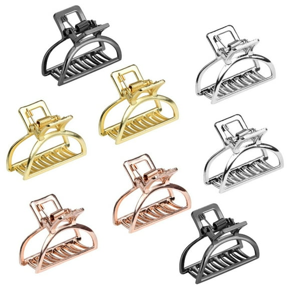 8-Piece Small Hair Claw Clips, Secure-Grip Metal Clutches for Half-Up Styles, Decorative Mini Hair Claws for Women, Daily Use & Special Occasions