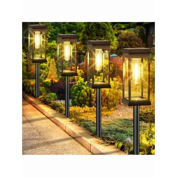 Set of 8 Solar Lawn Lights - IP44 Splash-Proof, 300mAh, Vintage Design with LED Ground Plugs for Paths, Gardens, Terraces