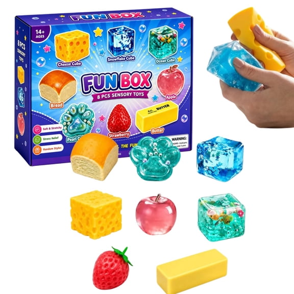 8 Piece Squishy Box Mystery Fun Set Pack Squishies | Collectibles Surprise Sugar Slow Return Fun Box, Ideal Holiday Birthday Gift