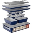 thumbnail image 1 of 8-Piece Stackable Bakeware Set - Aluminized Steel with Ceramic Non-Stick Coating, Healthy Baking, Ergonomic Handles, Cooling Rack, Non-Toxic, Oven-Safe, Durable Quality, 1 of 7