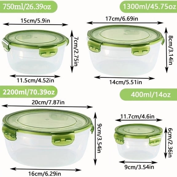 8-Piece Stackable Food Storage Containers Set BPA-Free Leakproof Airtight for Snacks Fruits Vegetables Meat( 4 Boxes+4 Lids)