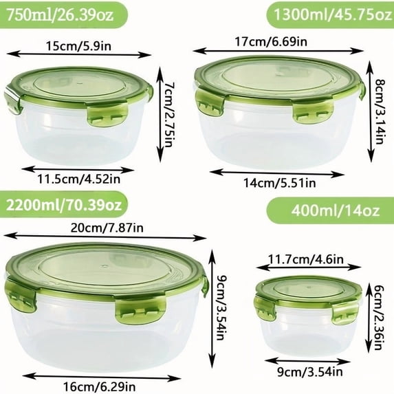 8-Piece Stackable Food Storage Containers Set BPA-Free Leakproof ...