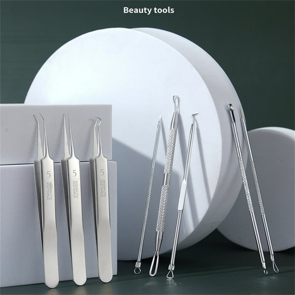 8 Piece Stainless Steel Blackhead Pimple Remover Extraction Beauty Tool Kit 8PCS
