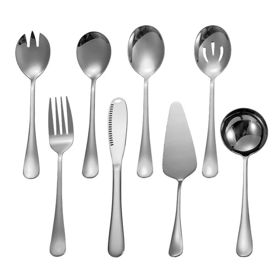 8-Piece Stainless Steel Tableware Set - Ergonomic Design, Smooth Surface & Dishwasher Safe, for Serving Soup, Pasta and Desserts