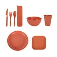 thumbnail image 1 of 8-Piece Straw Tableware Set with Knives, Forks, Spoons, Bowls & Plates - Eco-Friendly, Microwave-Safe, Portable for Outdoor Camping, Picnics & BBQs, 1 of 5